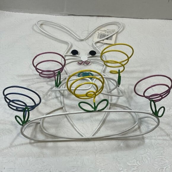 EASTER Country Style Bunny Rabbit 5 Colorful Pastels Egg Holder Springtime NWT - Picture 4 of 7
